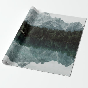 PAPIER CADEAU RÉFLEXIONS SUR LES ARBRES SUR LE LAC