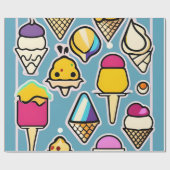 Papier Cadeau Refroidissement - Vibrant cône de crème glacée (Plat)
