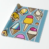Papier Cadeau Refroidissement - Vibrant cône de crème glacée (Déroulé)