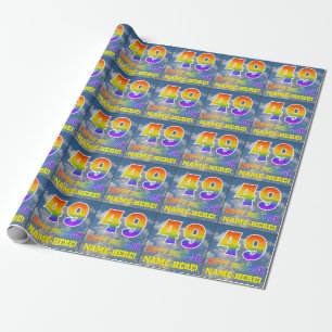 Papier Cadeau Regard Arc-en-Ciel "49" & "Joyeux Anniversaire", N