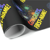 Papier Cadeau Regard "CONGRATS d'arc-en-ciel d'amusement," + Nom (Coin rond)