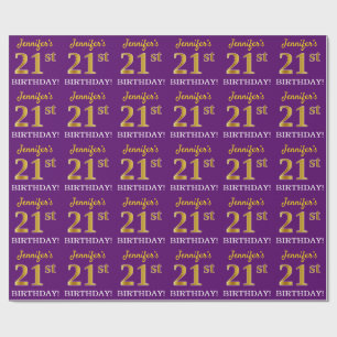 Papier Cadeau Regard pourpre et d'imitation "21ème ANNIVERSAIRE