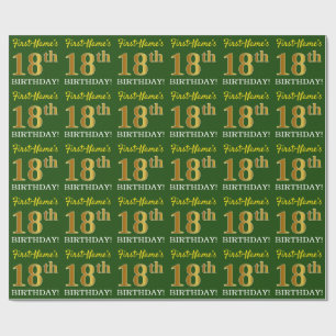 Papier Cadeau Regard vert et d'imitation "18ème ANNIVERSAIRE "
