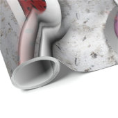 Papier Cadeau Regarder la texture grise rouge 3D métallique (Coin rond)