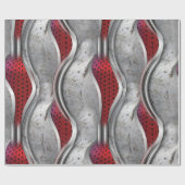 Papier Cadeau Regarder la texture grise rouge 3D métallique (Plat)