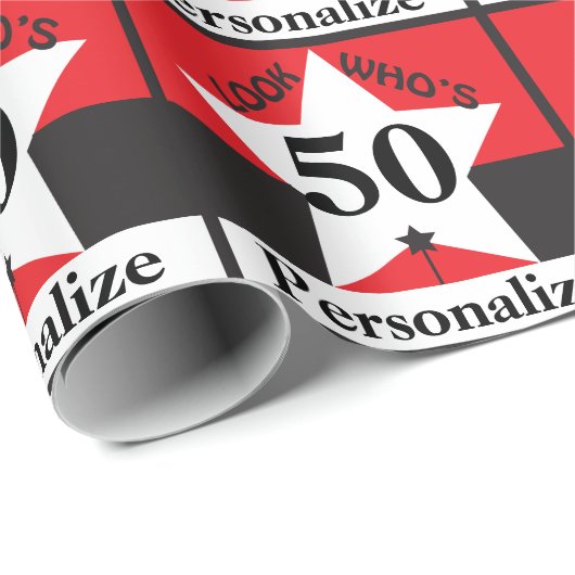 Papier Cadeau Regardez qui est 50 - anniversaire (Coin rond)