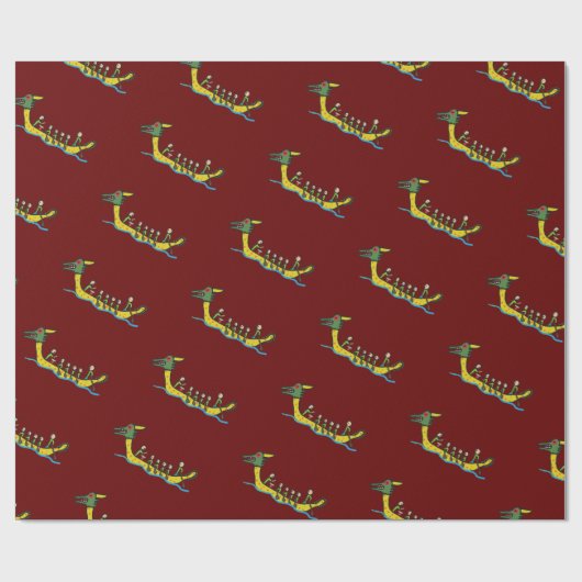 Papier Cadeau Régate de dragon (Plat)