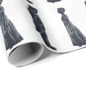 Papier Cadeau Regency Couple: Darcy and Elizabeth Silhouette (Coin rond)