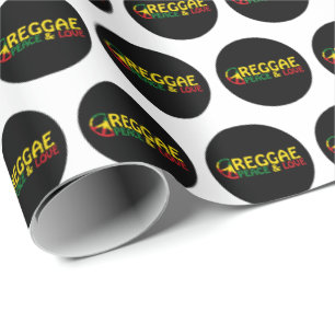 Papier Cadeau Reggae art avec des mots positifs Paix et Amour