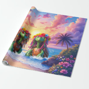 Papier Cadeau Reggae Turtles – Des vibes d'île pour toujours.