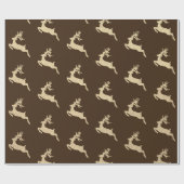 Papier Cadeau Reinadeer Nouvel An Bronze Sepia Kraft Noël (Plat)