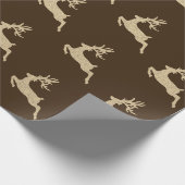 Papier Cadeau Reinadeer Nouvel An Bronze Sepia Kraft Noël (Coin)