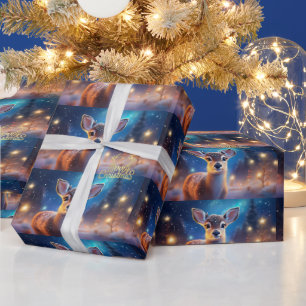Papier Cadeau Reindeer avec Joyeux voeux de Noël