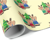 Papier Cadeau Reindeer Bear Noël de famille (Coin rond)
