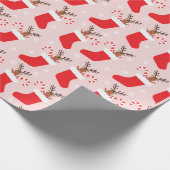 Papier Cadeau Reindeer de Noël Motif rouge blanc (Coin)