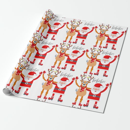 Papier Cadeau Reindeer et Père Noël Wrapper Paper (Déroulé)
