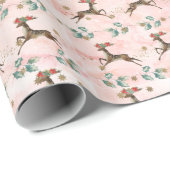 Papier Cadeau Reindeer Etoiles Verdure Parties scintillant Noël (Coin rond)