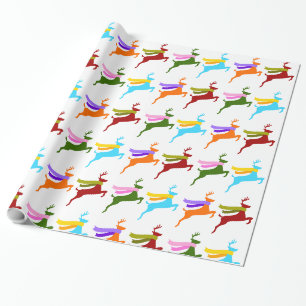 Papier Cadeau Reindeer moderne avec Écharpe