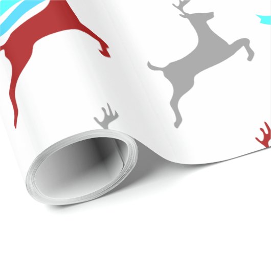 Papier Cadeau Reindeer moderne avec Écharpe (Coin rond)