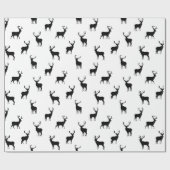 Papier Cadeau Reindeer Motif de vacances Noir et Blanc (Plat)