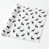 Papier Cadeau Reindeer Motif de vacances Noir et Blanc (Déroulé)