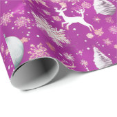 Papier Cadeau Reindeer Noël Ornements Snowflakes Noël (Coin rond)