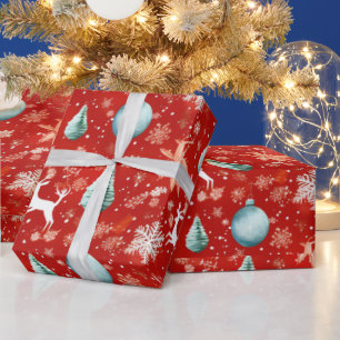Papier Cadeau Reindeer Noël Ornements Snowflakes Noël