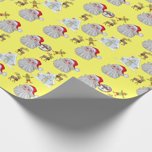 Papier Cadeau Reindeer Noël Santa Claus Elf Wrapper Papier (Coin)