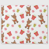 Papier Cadeau Reindeer présente Snowflakes Noël Motif (Plat)