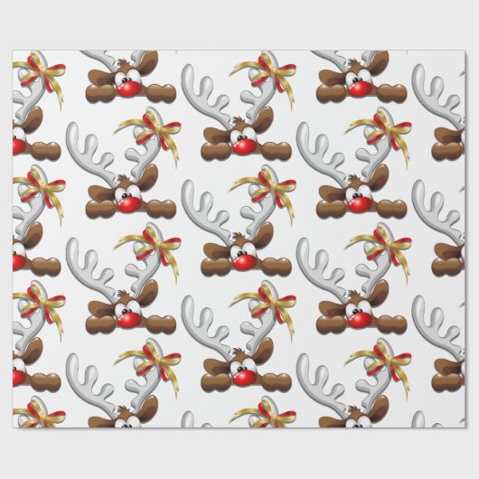 Papier Cadeau Reindeer Puzzled drôle Caractère de Noël (Plat)