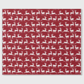 Papier Cadeau Reindeer Rouge blanc Papier d'enveloppement de Noë (Plat)