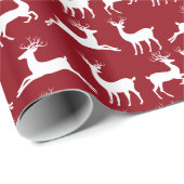 Papier Cadeau Reindeer Rouge blanc Papier d'enveloppement de Noë (Coin rond)