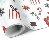 Papier Cadeau Reindeer Sleigh Christmas Pine Trees (Coin rond)