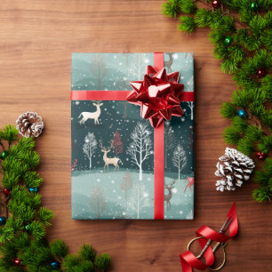 Papier Cadeau Reindeer Snowflake Noël Carol Cadeau