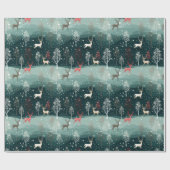 Papier Cadeau Reindeer Snowflake Noël Carol Cadeau (Plat)