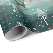 Papier Cadeau Reindeer Snowflake Noël Carol Cadeau (Coin rond)