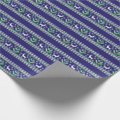 Papier Cadeau Reindeer Winter Fair Isle Motif en bleu foncé (Coin)