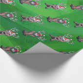 Papier Cadeau Reindees Noël Sur Vert (Coin)