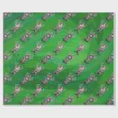 Papier Cadeau Reindees Noël Sur Vert (Plat)