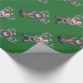 Papier Cadeau Reindees Noël Sur Vert (Coin)