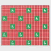Papier Cadeau Reinder Noël Rouge Vert Vert Blanc Twill Plaid (Plat)