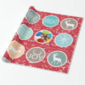 Papier Cadeau Reinder photo de famille de monnaie Noël Joyeux fe (Déroulé)