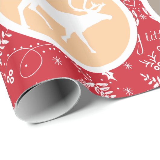 Papier Cadeau Reinder photo de famille de monnaie Noël Joyeux fe (Coin rond)