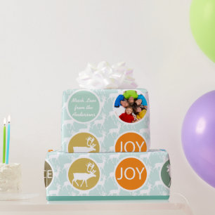 Papier Cadeau Reinder photo de famille de monnaie Noël Joyeux fe