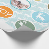 Papier Cadeau Reinder Photo Famille Noël Joyeux Feu (Coin)