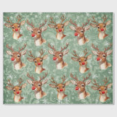 Papier Cadeau Reinder rouge dénouer Damas Vintages (Plat)