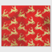 Papier Cadeau Reinder rouge et or de Noël (Plat)