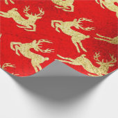 Papier Cadeau Reinder rouge et or de Noël (Coin)