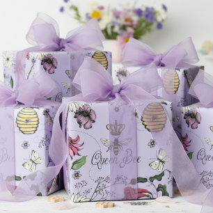 Papier Cadeau Reine abeille florale élégante