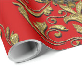 Papier Cadeau Reine de France sur Rouge (Coin rond)